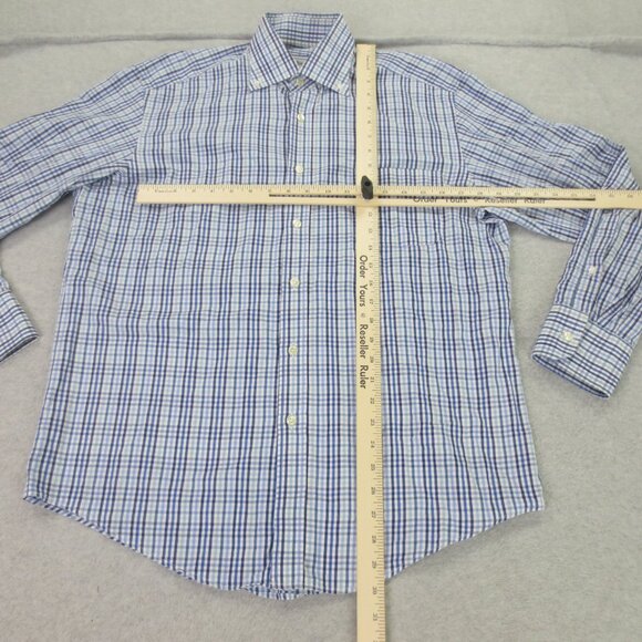 Burberry Long Sleeve Button Down Shirt Mens 18 41 Blue White Comfort Casual - Picture 3 of 13